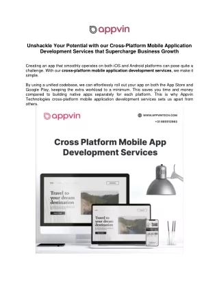 Cross-Platform Mobile Application Development Services AppVin Technologies