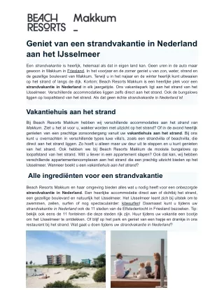 Strandvakantie Nederland - Makkum Beach