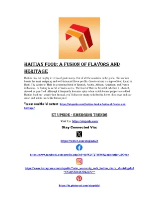 Haitian food- A Fusion of Flavors and Heritage
