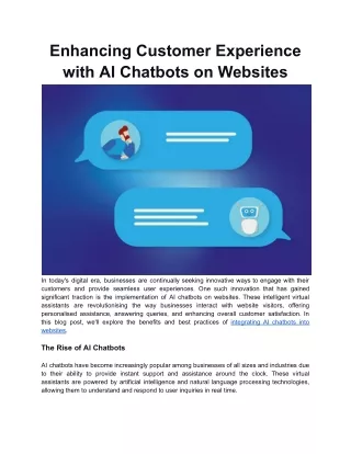 Enhancing Customer Experience with AI Chatbots on Websites