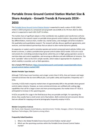 Portable Drone Ground Control Station Market Size, Unlocking Growth, 2024-2033