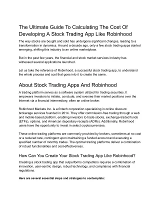 The Ultimate Guide To Calculating The Cost Of Developing A Stock Trading App Lik