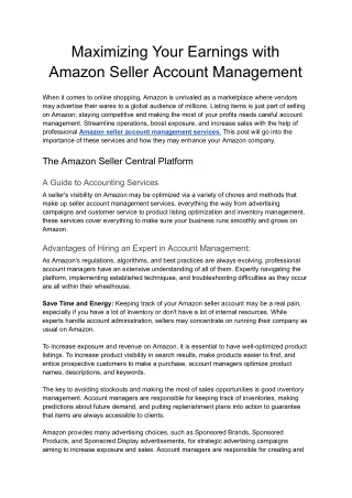 Maximizing Your Earnings with Amazon Seller Account Management - Google Docs