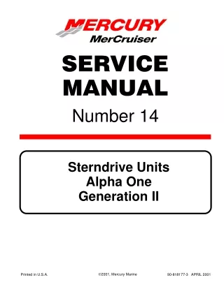 Mercury Mercruiser Sterndrive Units Alpha One Generation Ⅱ Service Repair Manual