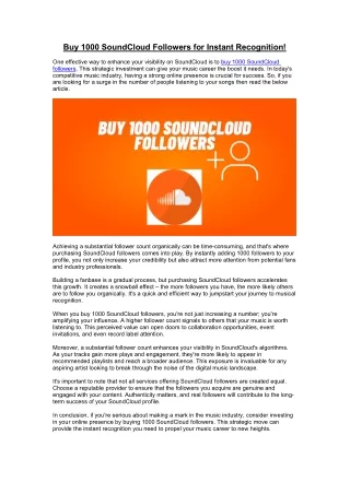 Buy 1000 SoundCloud Followers for Instant Recognition