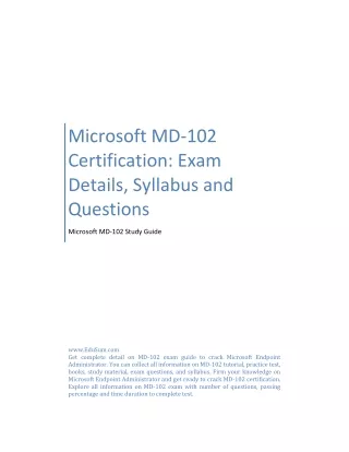 Microsoft MD-102 Certification: Exam Details, Syllabus and Questions