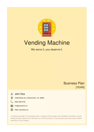 Vending machine business plan