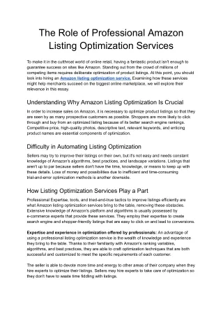The Role of Professional Amazon Listing Optimization Services - Google Docs
