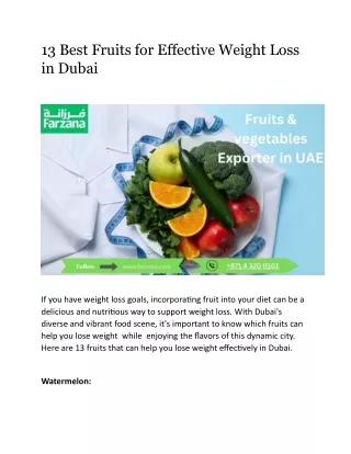 13 Best Fruits for Effective Weight Loss  in Dubai
