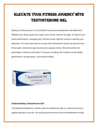 Elevate Your Fitness Journey with Testosterone Gel