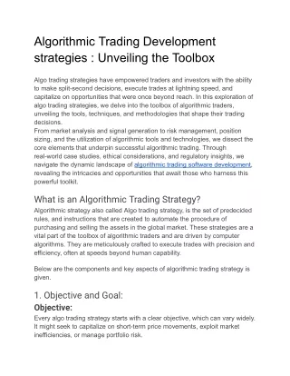 Algo Trading Strategies Unveiling the Toolbox of Algorithmic Traders