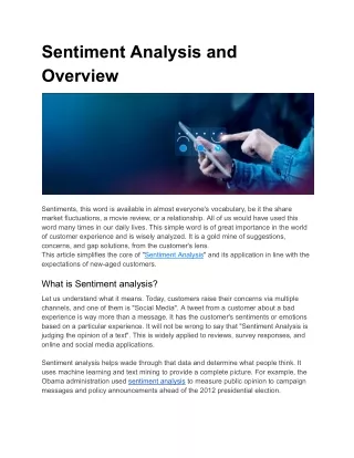 Sentiment Analysis and Overview