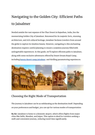 Navigating to the Golden City_ Efficient Paths to Jaisalmer