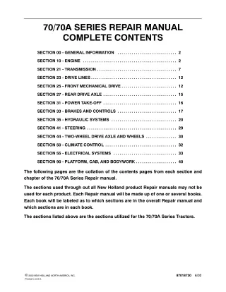 New Holland 8970 Tractor Service Repair Manual