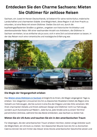 Entdecken Sie den Charme Sachsens Mieten Sie Oldtimer für zeitlose Reisen