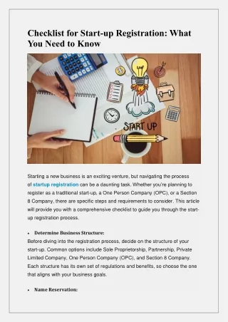 Checklist for Startup Registration: What You Need to Know