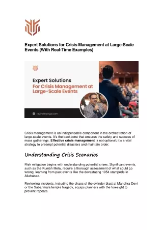Crowd Management Expert - Dr. Ravinder Singal