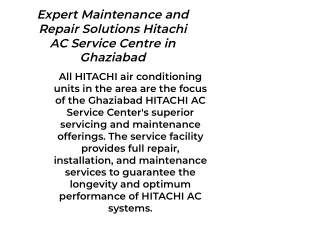 Trusted Solutions for Your Cooling Needs HITACHI AC Service Centre in Ghaziabad