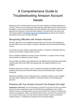 A Comprehensive Guide to Troubleshooting Amazon Account Issues - Google Docs