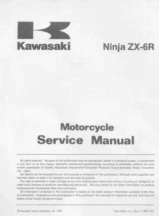 1999 Kawasaki Ninja ZX-6R ZX600 Service Repair Manual