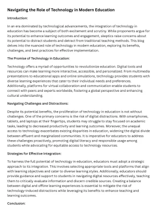 Navigating the Role of Technology in Modern Education