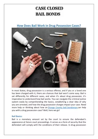 Bail Bonds Service in Orange County for Drug Possession Case