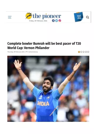Complete bowler Bumrah will be best pacer of T20 World Cup Vernon Philander