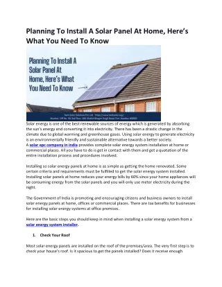 Planning To Install A Solar Panel At Home, Here’s What You Need To Know