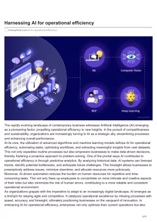 Harnessing AI for operational efficiency