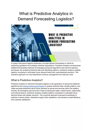 Why Should Logistics Companies Invest in Predictive Analytics for Demand Forecasting