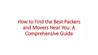 How to Find the Best Packers and Movers