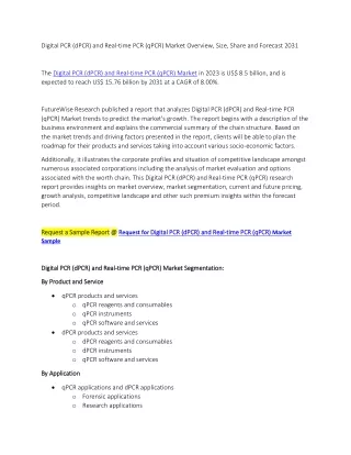 Digital PCR (dPCR) and Real-time PCR (qPCR) Market