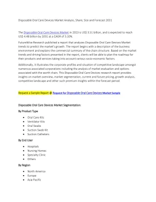Disposable Oral Care Devices Market