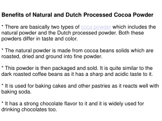 Benefits of Natural and Dutch Processed Cocoa Powder
