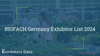 BIOFACH Germany Exhibitor List 2024