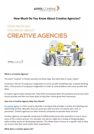 How Much Do You Know About Creative Agencies