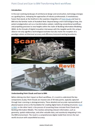 Point Cloud and Scan to BIM Transforming Revit workflows