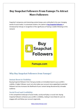 Buy Snapchat Followers From Famups To Attract More Followers