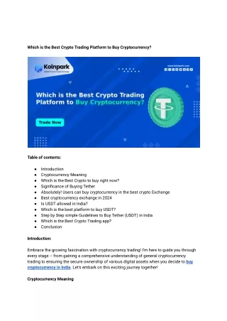 Which is the Best Crypto Trading Platform to Buy Cryptocurrency_