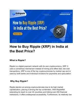 How to Buy Ripple (XRP) in India at the Best Price
