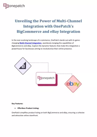 The Power of Multi-Channel Integration with OnePatch's BigCommerce & eBay Integration