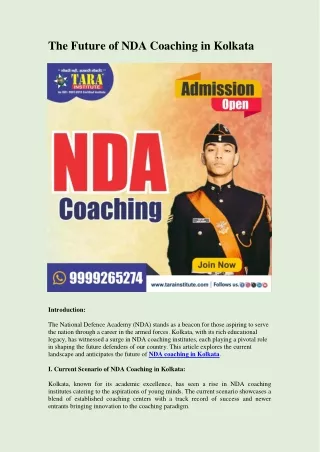 The Future of NDA Coaching in Kolkata