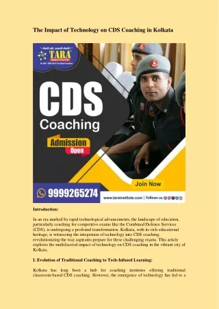 The Impact of Technology on CDS Coaching in Kolkata