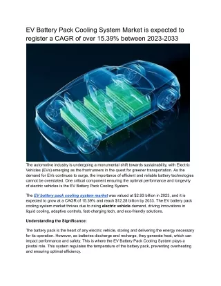 EV Battery Pack Cooling System Market Analysis 2023-2033