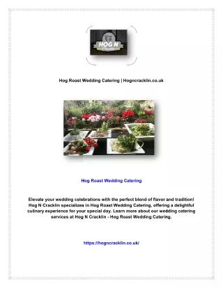 Hog Roast Wedding Catering | Hogncracklin.co.uk