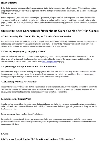 Unleashing User Engagement: Strategies by Search Engine SEO for Success