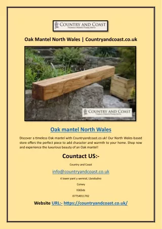 Oak Mantel North Wales | Countryandcoast.co.uk