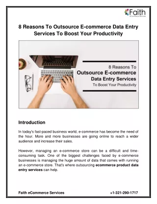 8 Reasons To Outsource E-commerce Data Entry Services To Boost Your Productivity