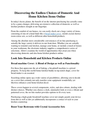 Discovering the Endless Choices of Domestic And Home Kitchen Items Online