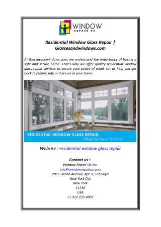 Residential Window Glass Repair  Glassesandwindows.com